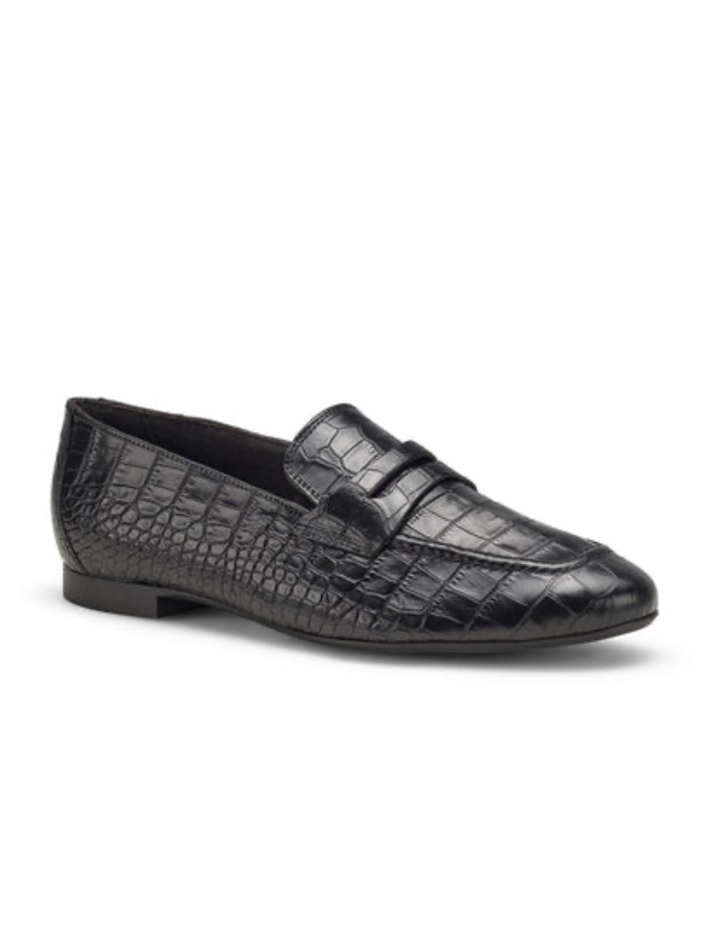 Paul Green Evony Black Croc-Embossed Leather Loafers